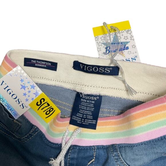 Vigoss Girls Shorts Jeans Blue Bermuda Cuff Size Small NWT - Picture 2 of 3